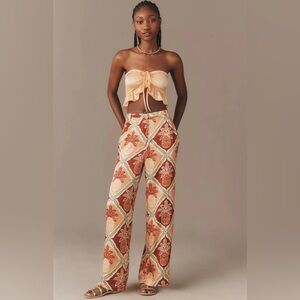 NWT Farm Rio x Anthropologie Satin Wide-Leg Pants